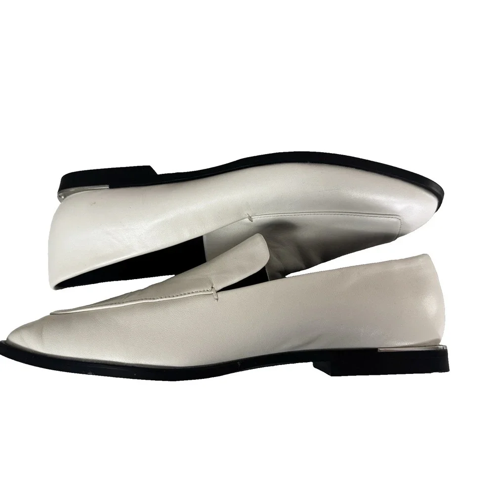 Marc Fisher Women 10M White Hemmy Loafers Square Toe Flats Buttery Soft Leather